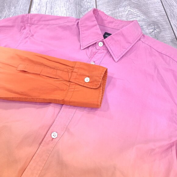 Hugo Boss Shirt Mens Large Slim Ronny Ombre Gradient Button Long Sleeve Top - Picture 3 of 9